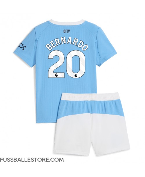 Günstige Manchester City Bernardo Silva #20 Heimtrikotsatz Kinder 2025-26 Kurzarm (+ Kurze Hosen)